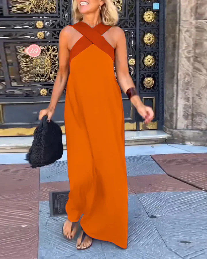 Isla | Women’s Cross Neck Maxi Dress with Relaxed Flowing Fit