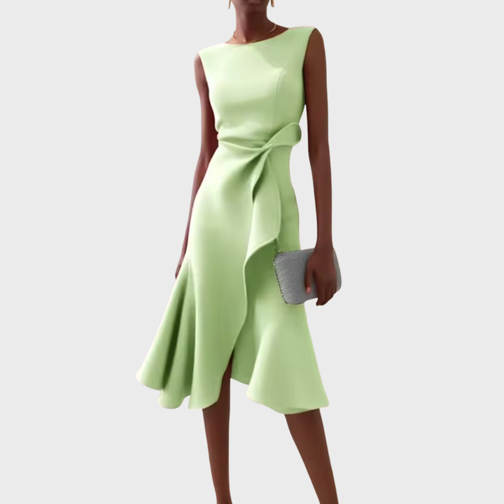 Selena | Women's Draped Asymmetric Midi Dress