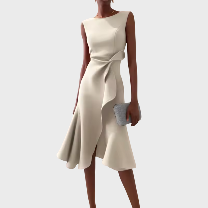 Selena | Women's Draped Asymmetric Midi Dress