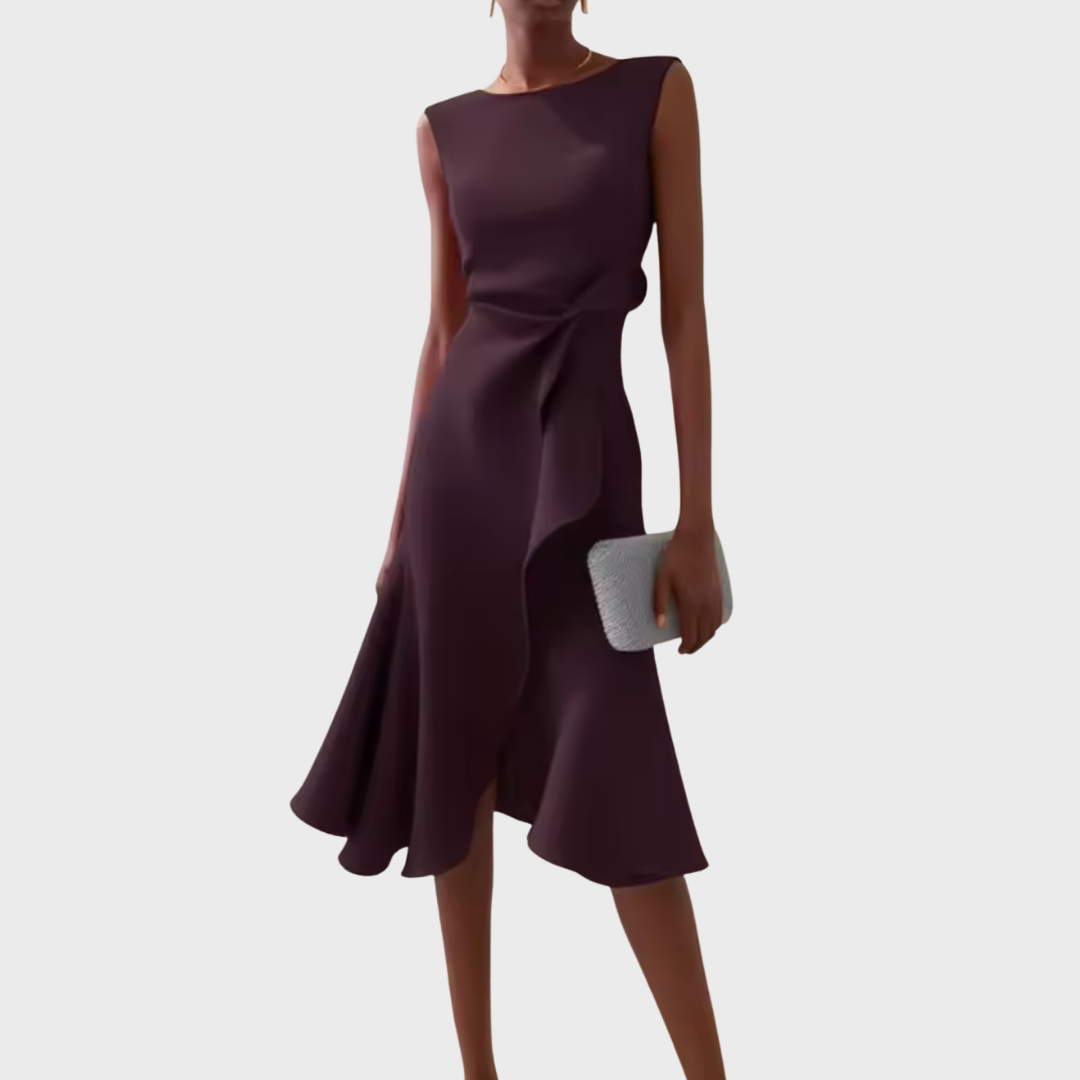 Selena | Women's Draped Asymmetric Midi Dress