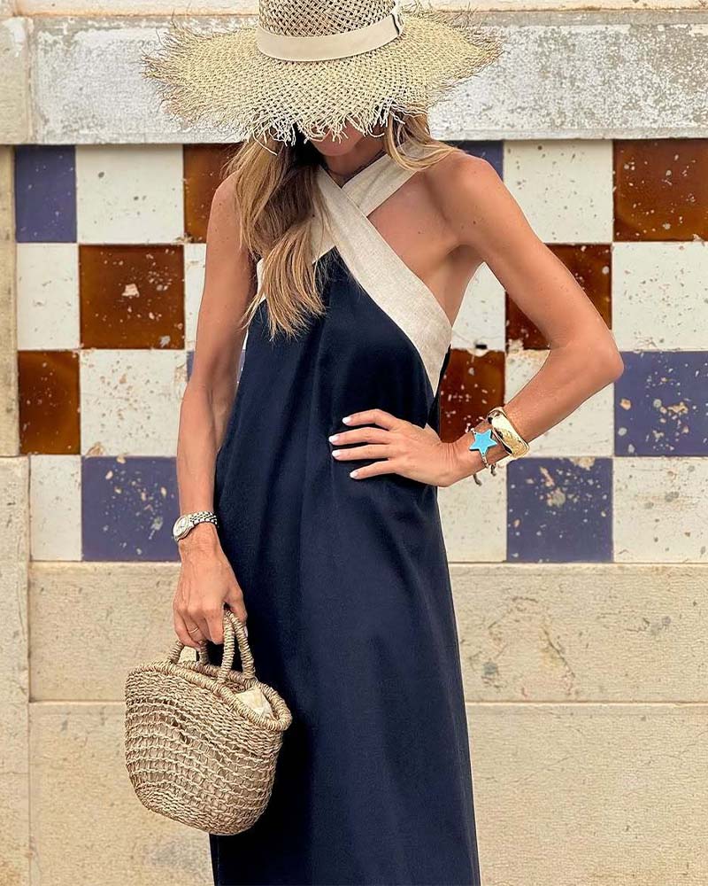 Isla | Women’s Cross Neck Maxi Dress with Relaxed Flowing Fit