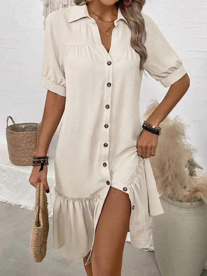 Helle | Ruffle Dress with Buttons