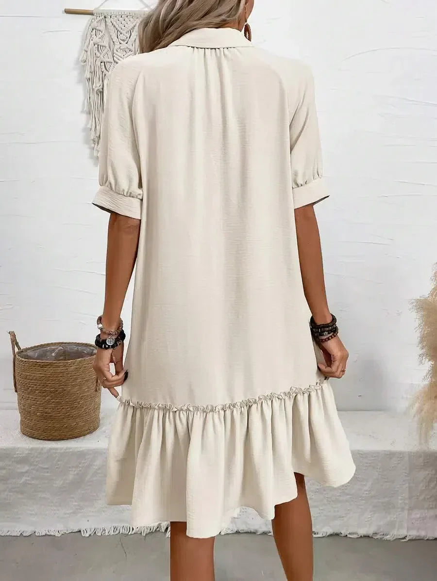 Helle | Ruffle Dress with Buttons
