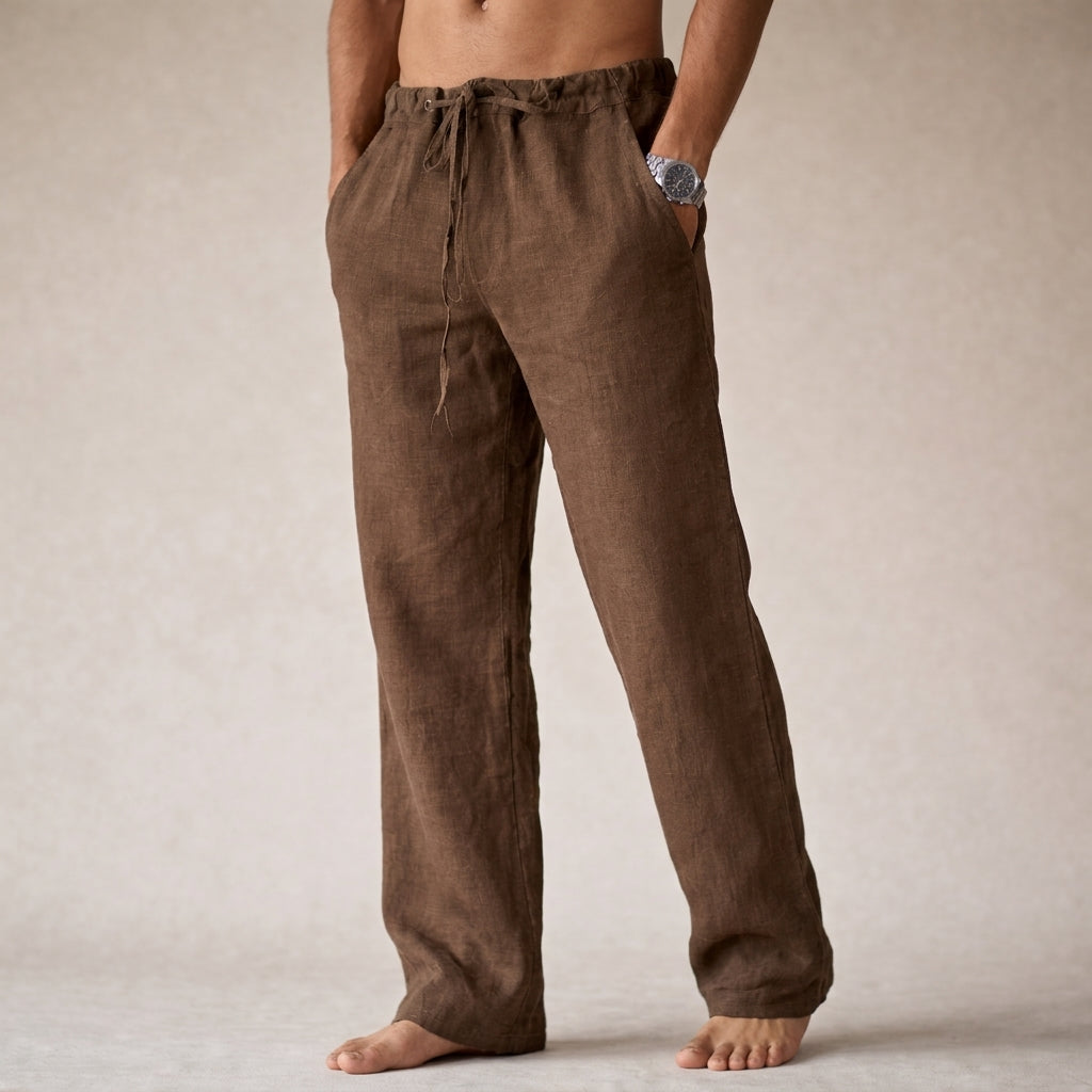 Reid | Men's Linen Drawstring Straight Leg Pants