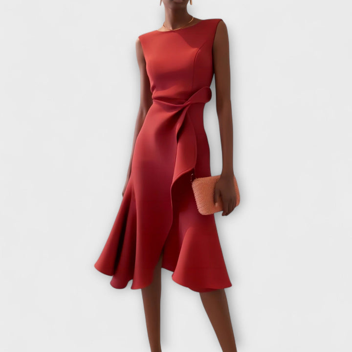 Selena | Women's Draped Asymmetric Midi Dress