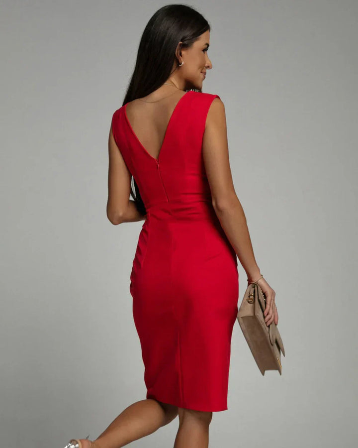 Karen | Elegant Dress with Slit and V-Neck