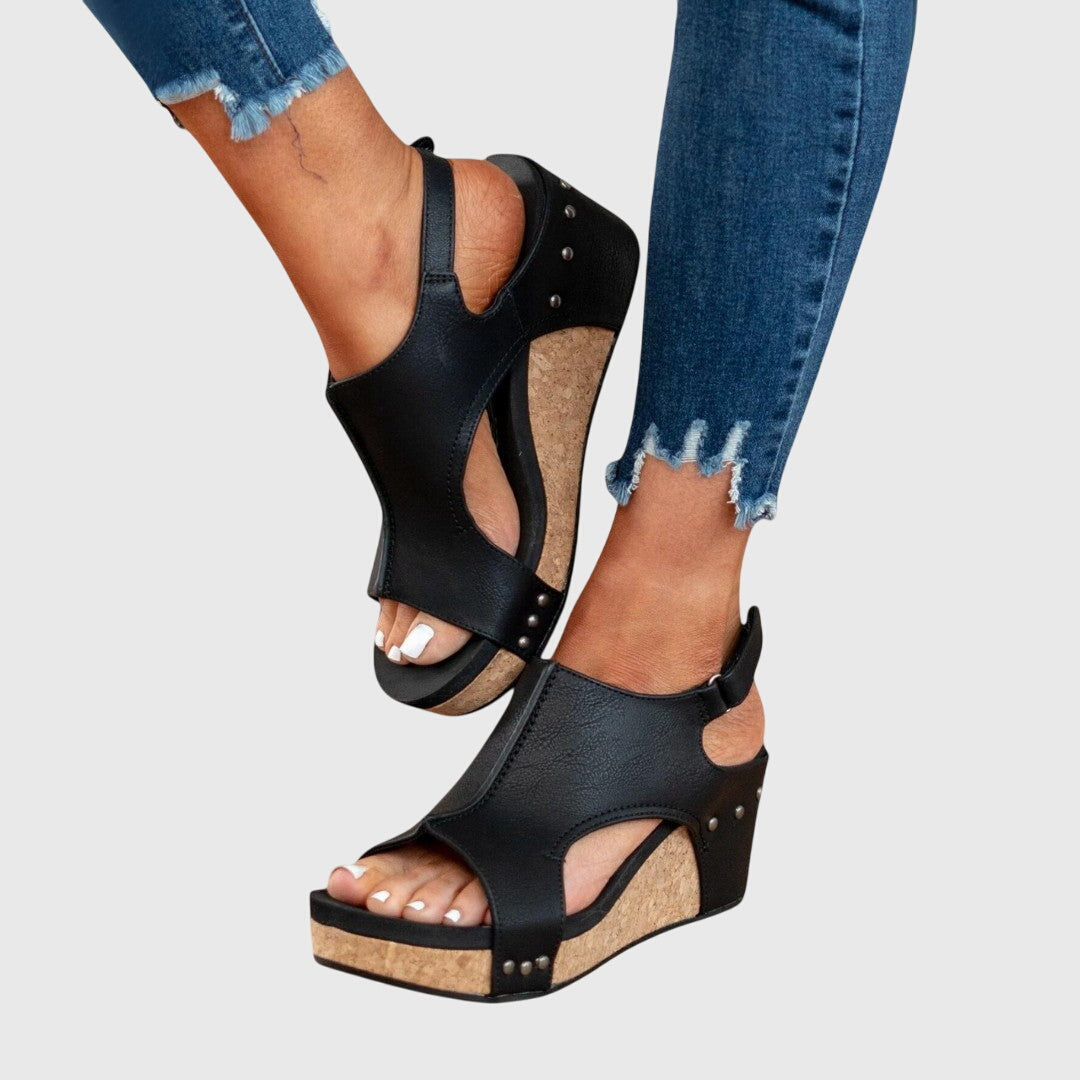 Lena | Women’s Orthopedic Wedge Sandals with Adjustable Strap