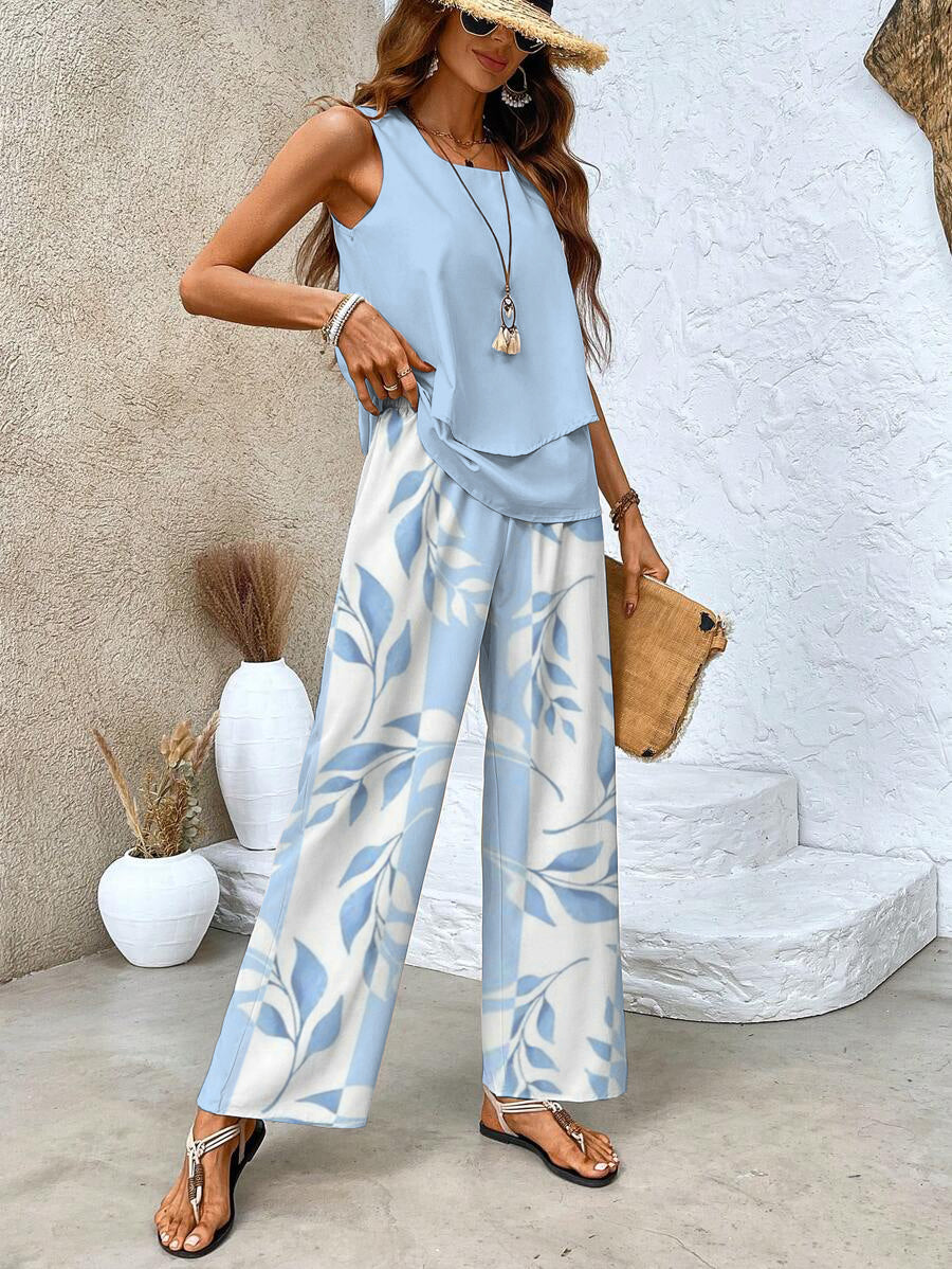 Elvira | Stylish Floral Patterned Top and Pants Set