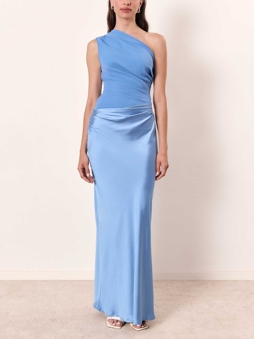 Amara | Women's One Shoulder Pleated Maxi Dress
