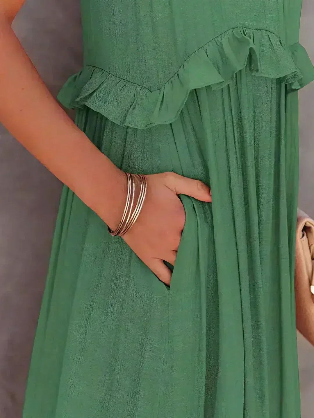 Quetzel | Graceful Halter Neck Ruffle Trim Dress