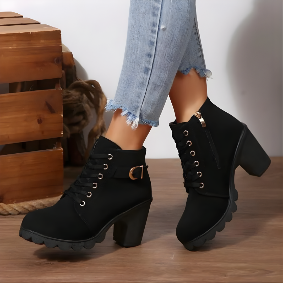 Joanne | Lace-Up Buckle Ankle Boots – Anna New York