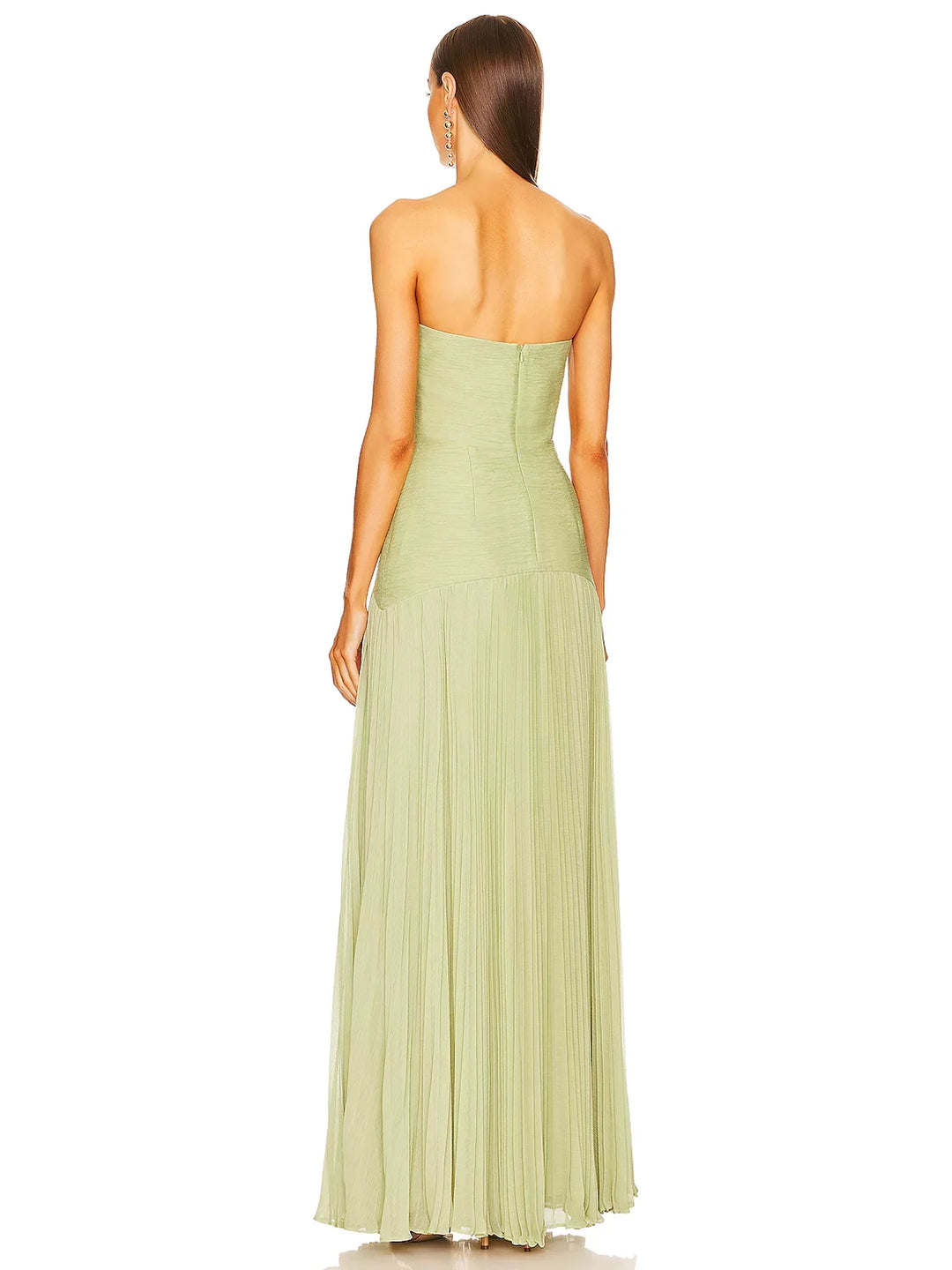 Lena | Women's Strapless Pleated Maxi Dress with Fitted Bodice