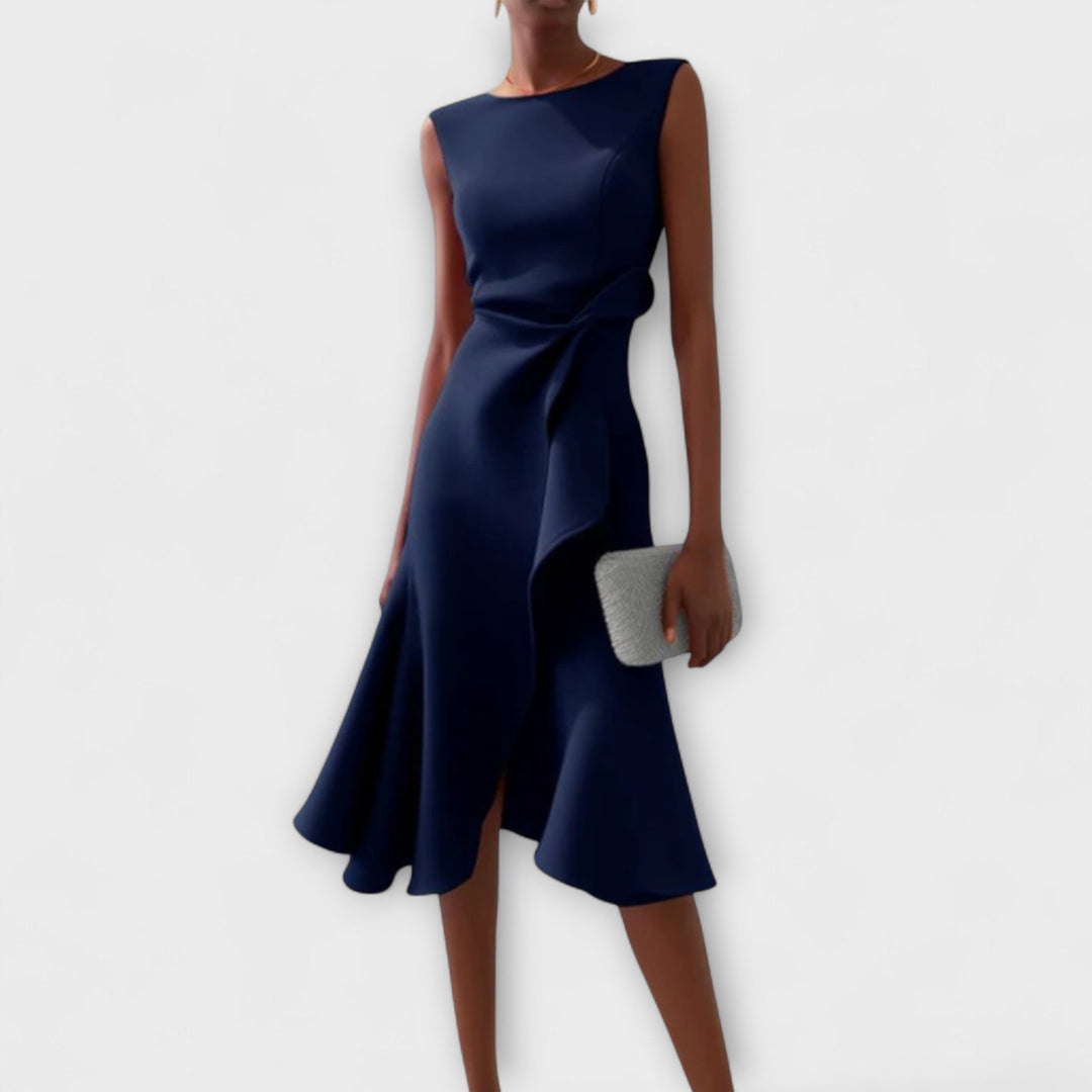 Selena | Women's Draped Asymmetric Midi Dress