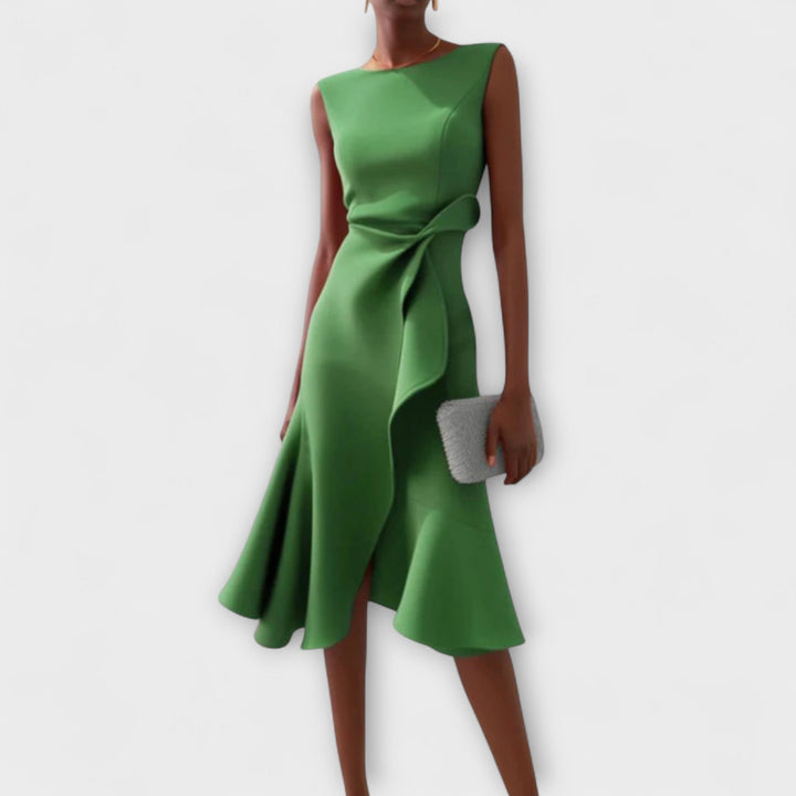 Selena | Women's Draped Asymmetric Midi Dress