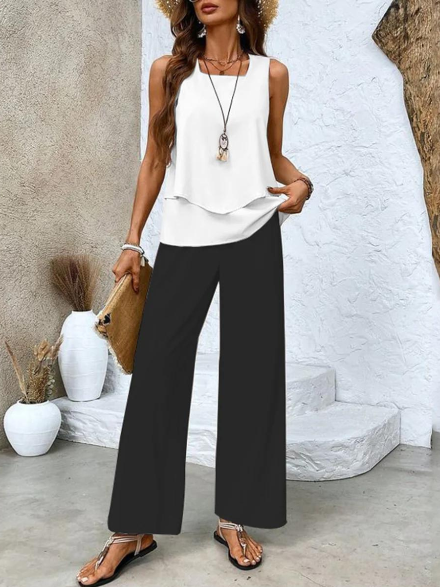 Elvira | Stylish Floral Patterned Top and Pants Set