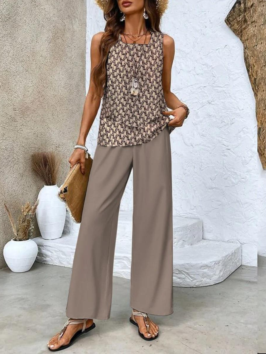 Elvira | Stylish Floral Patterned Top and Pants Set