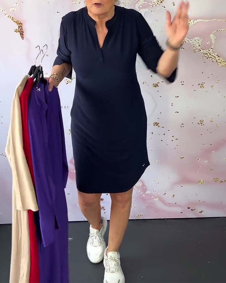 Vera | Solid Color V-Neck Dress