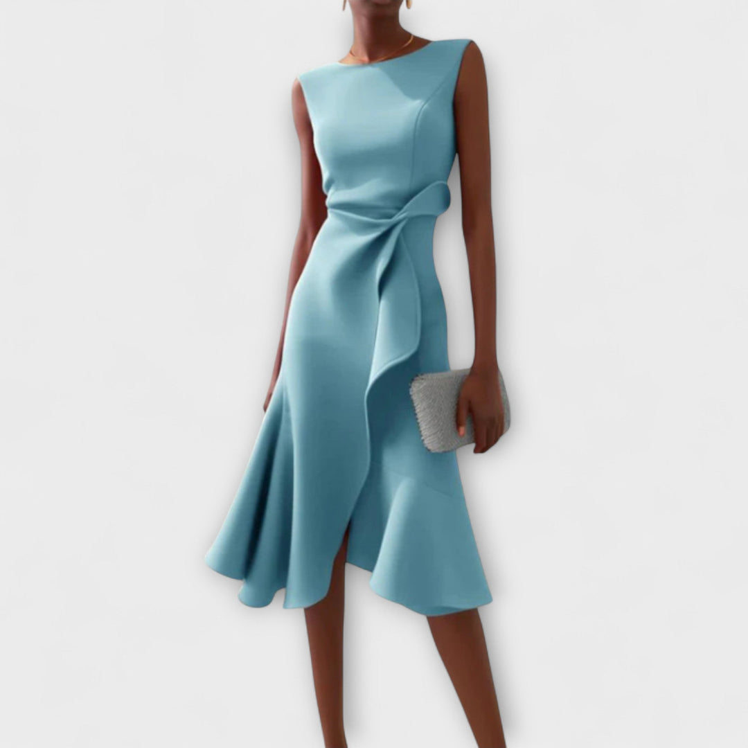 Selena | Women's Draped Asymmetric Midi Dress