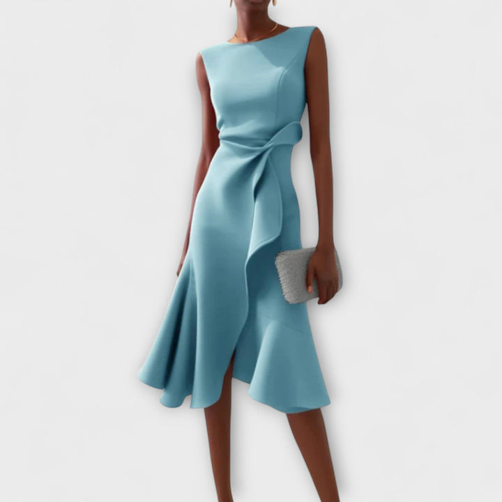 Selena | Women's Draped Asymmetric Midi Dress