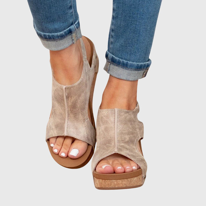 Lena | Women’s Orthopedic Wedge Sandals with Adjustable Strap