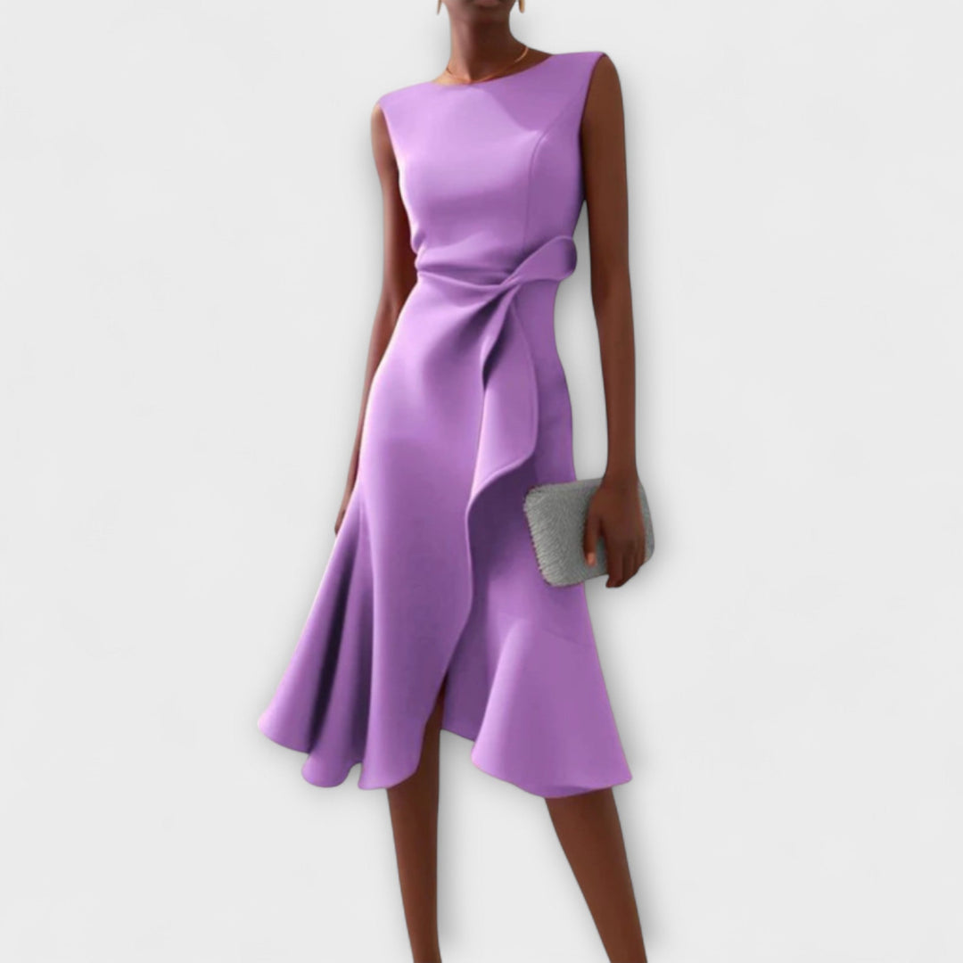 Selena | Women's Draped Asymmetric Midi Dress