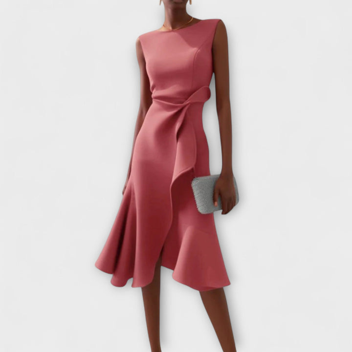Selena | Women's Draped Asymmetric Midi Dress