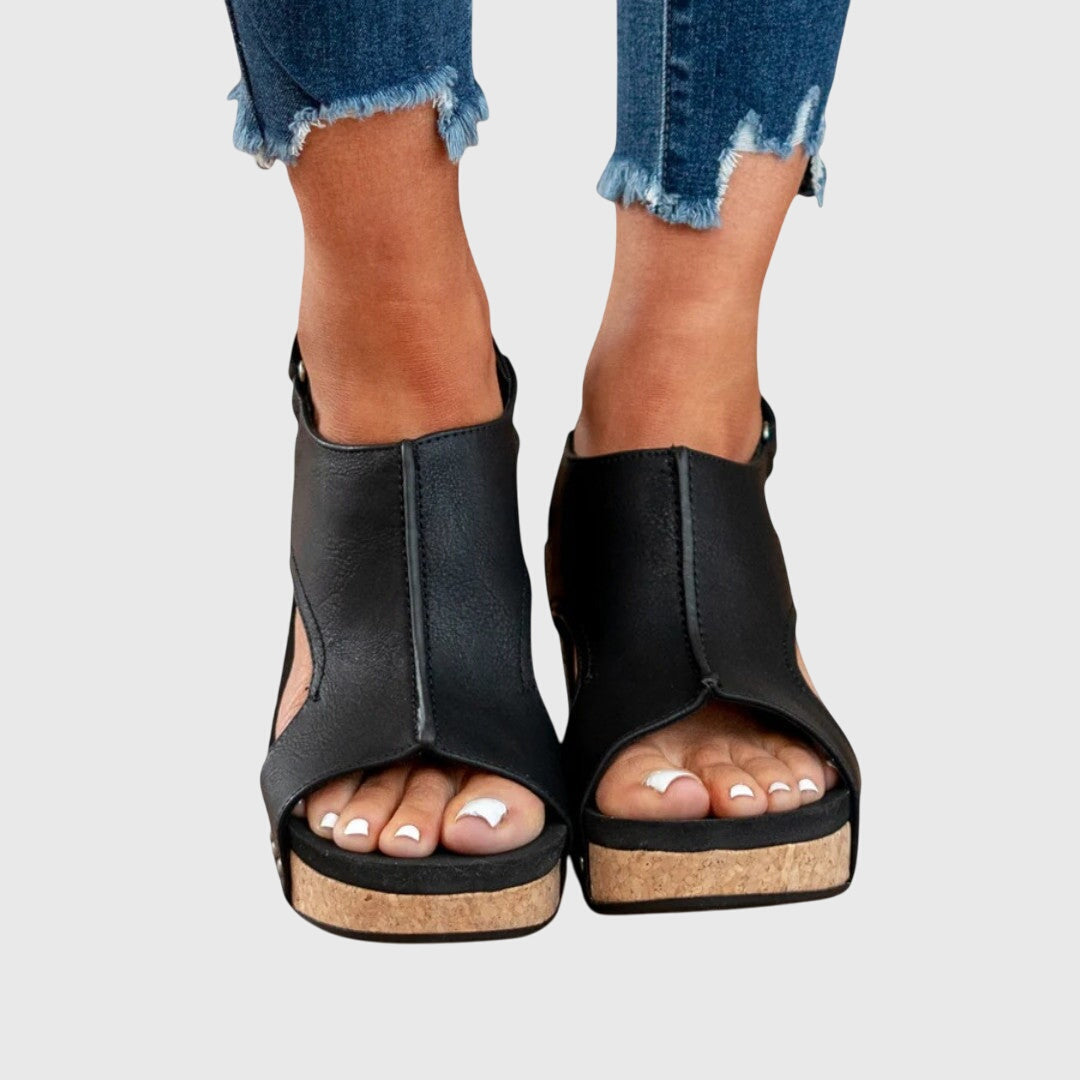 Lena | Women’s Orthopedic Wedge Sandals with Adjustable Strap