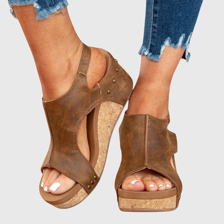 Lena | Women’s Orthopedic Wedge Sandals with Adjustable Strap
