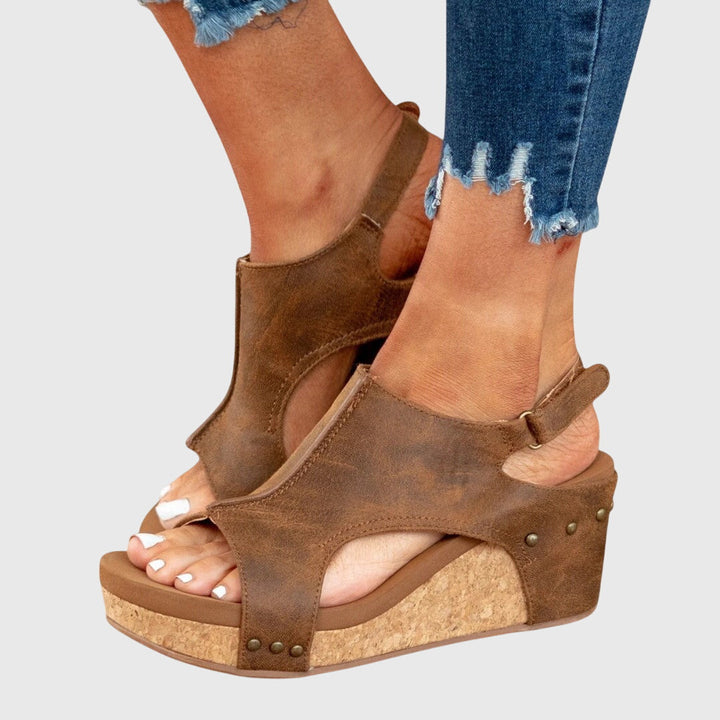 Lena | Women’s Orthopedic Wedge Sandals with Adjustable Strap