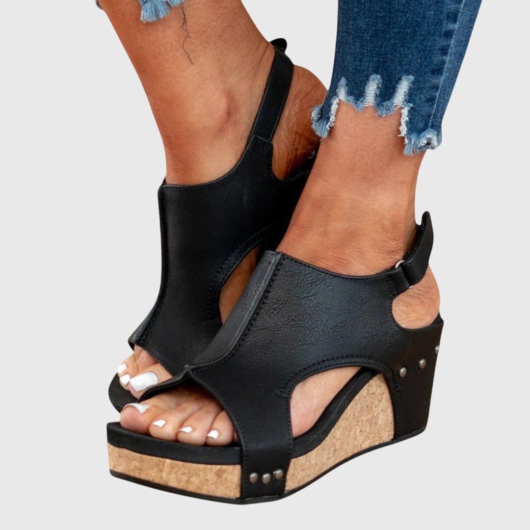 Lena | Women’s Orthopedic Wedge Sandals with Adjustable Strap