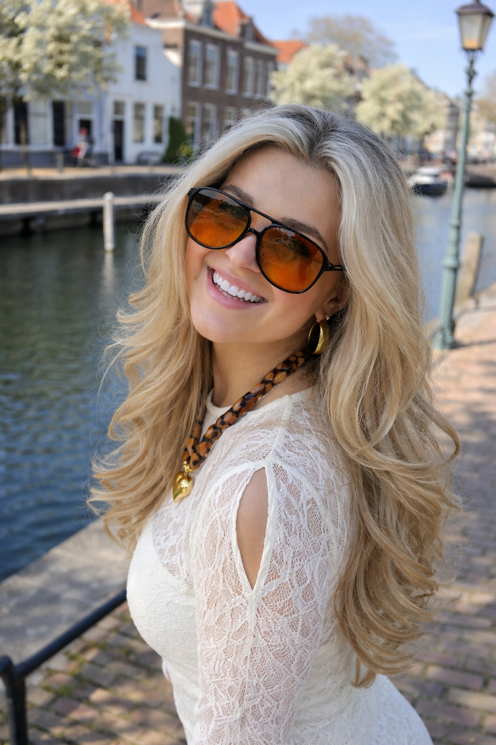 Mila | Women's Aviator Sunglasses with Orange Tinted Lenses