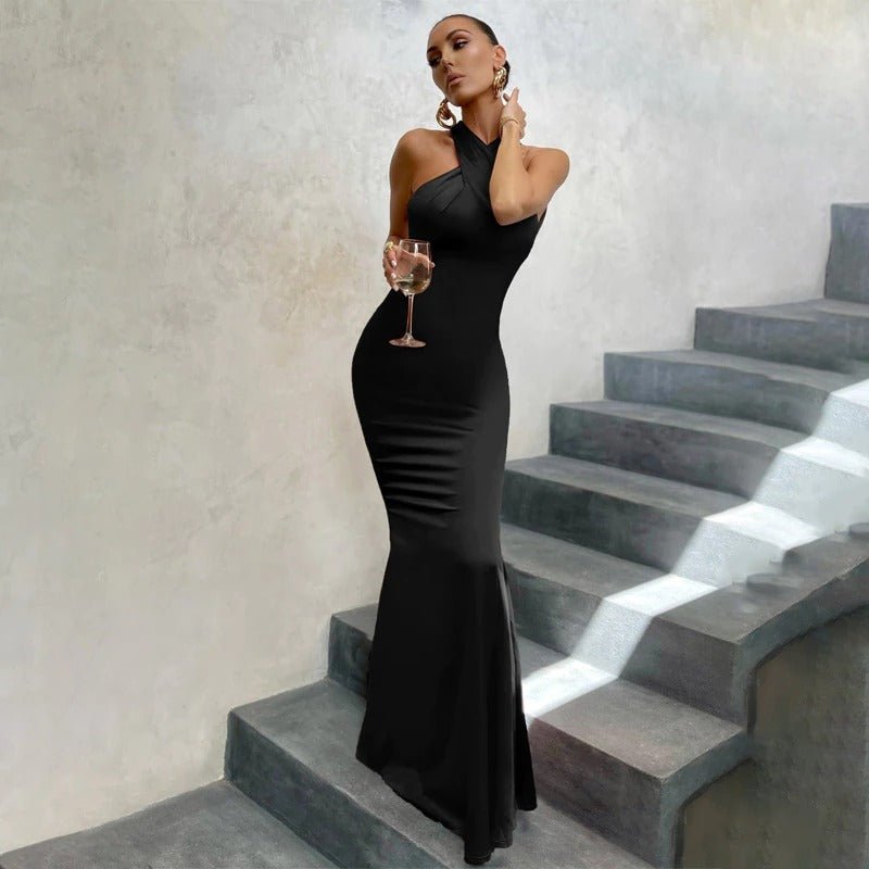 Selene | Women's Halter Maxi Wedding Guest Dress