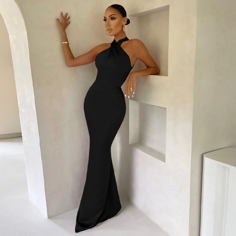 Selene | Women's Halter Maxi Wedding Guest Dress