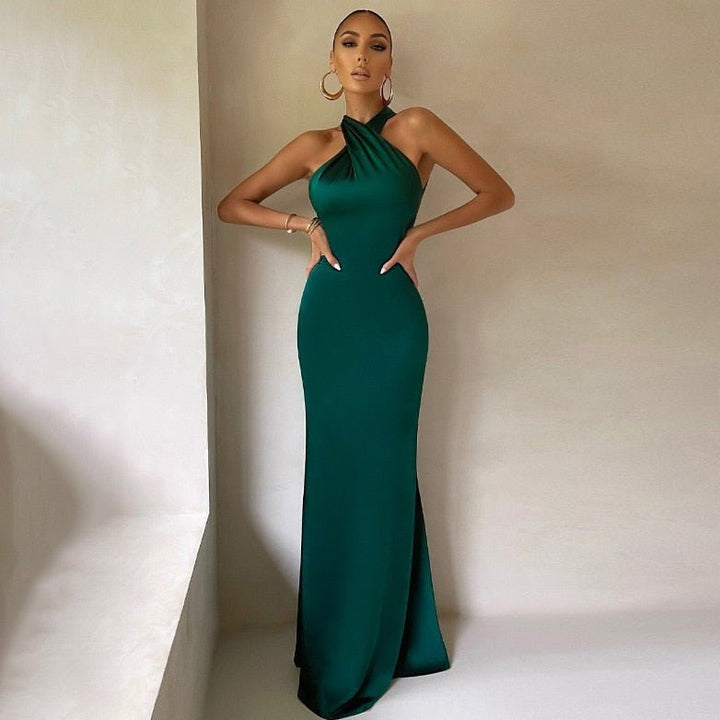 Selene | Women's Halter Maxi Wedding Guest Dress