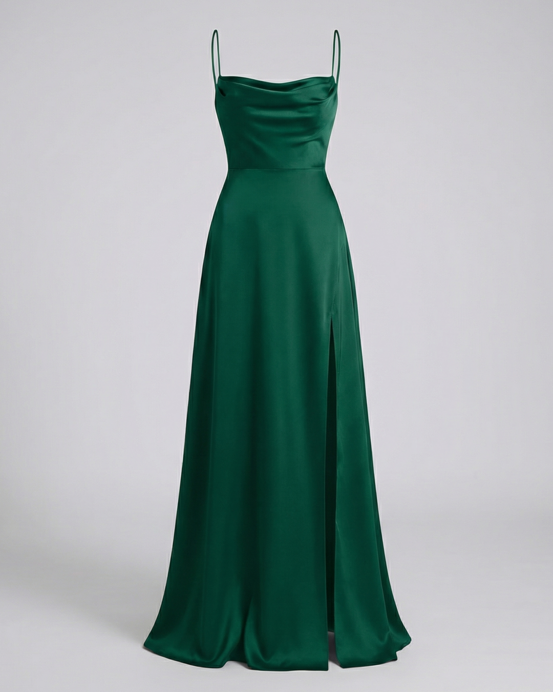 Isabella | Women's Satin Cowl Neck High Slit Maxi Dress