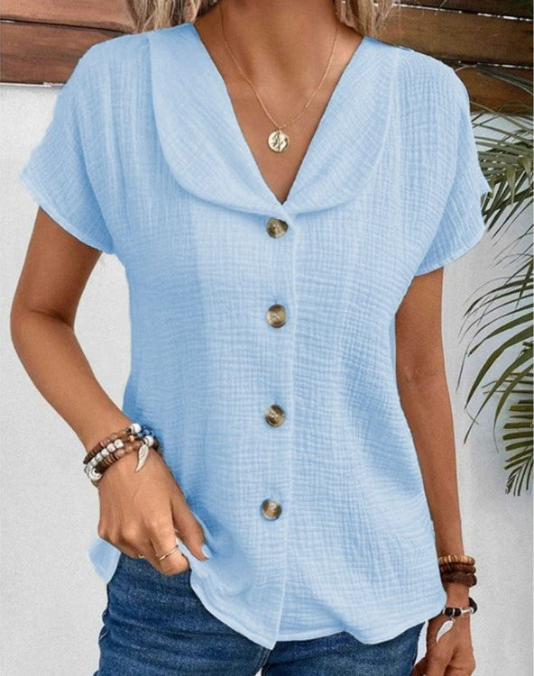 Jette | Top with Collar and Buttons