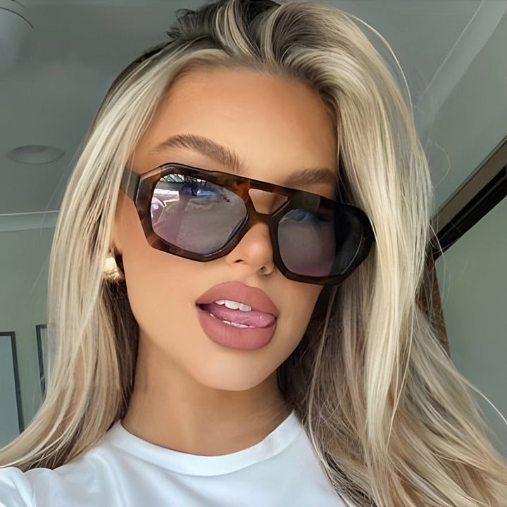 Avery | Women's Geometric Square Sunglasses with Color Tinted Lenses