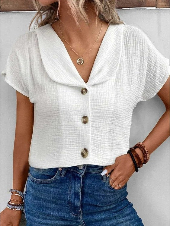 Jette | Top with Collar and Buttons