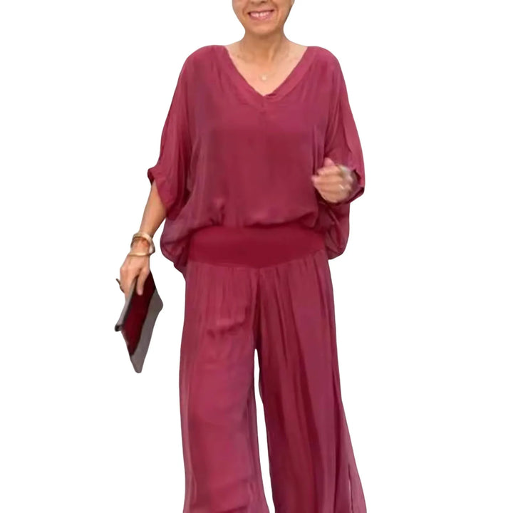 Dafina | V-Top & Wide-Leg Pants Set