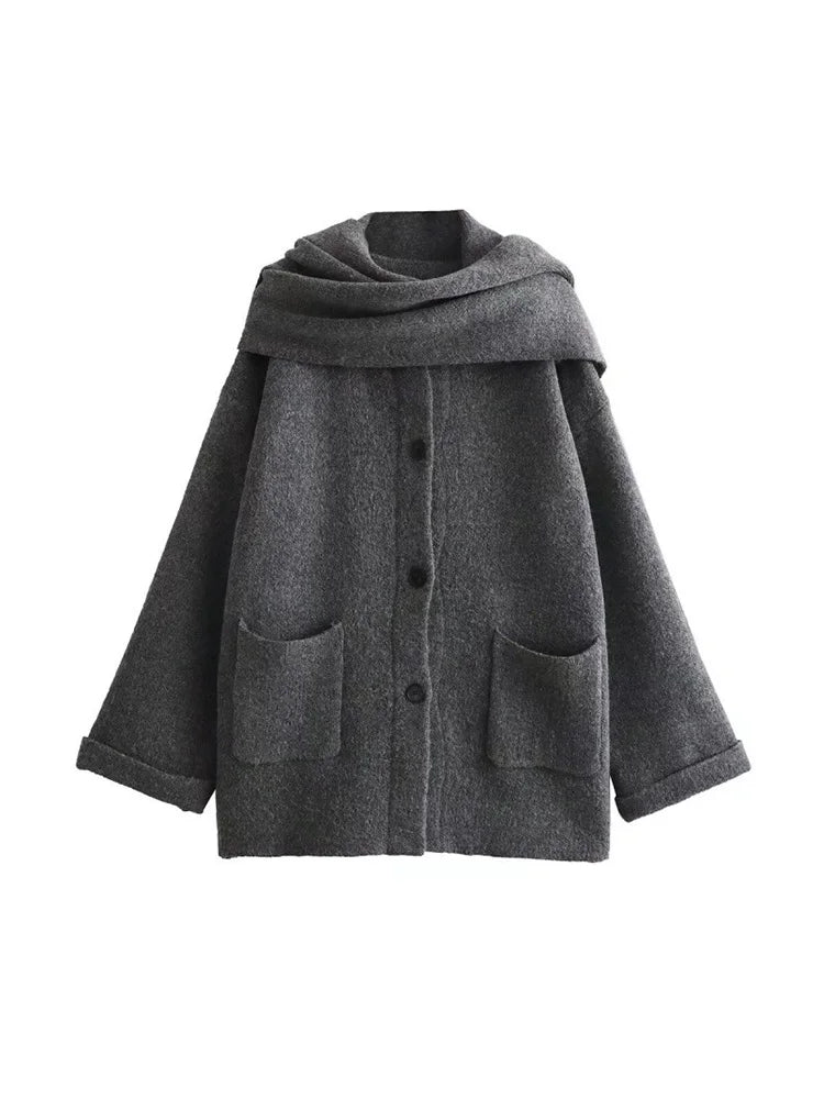 Abigail | Knitted Cardigan with Scarf