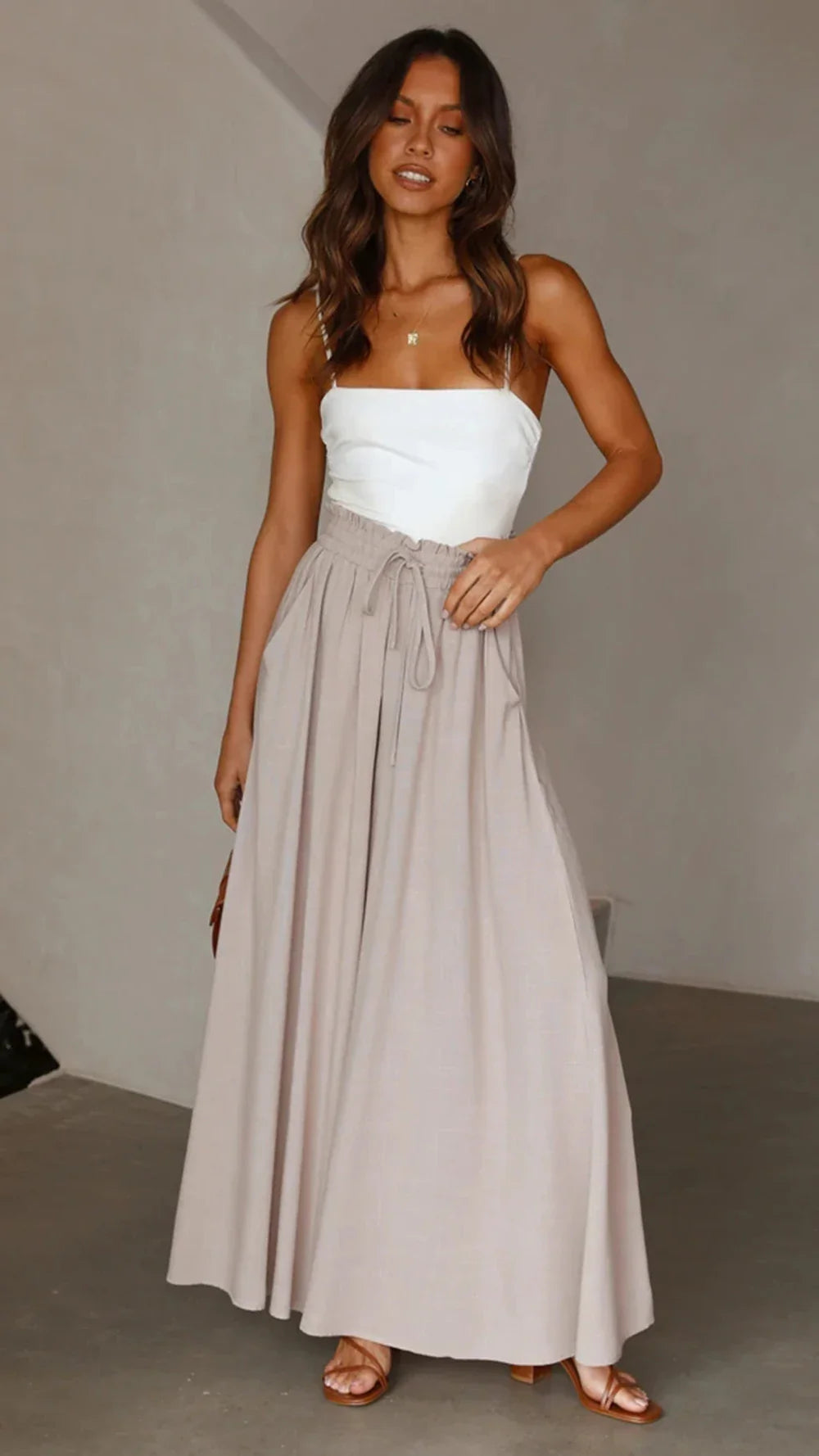 Bianca | Elastic Waist, Wide Leg Trousers