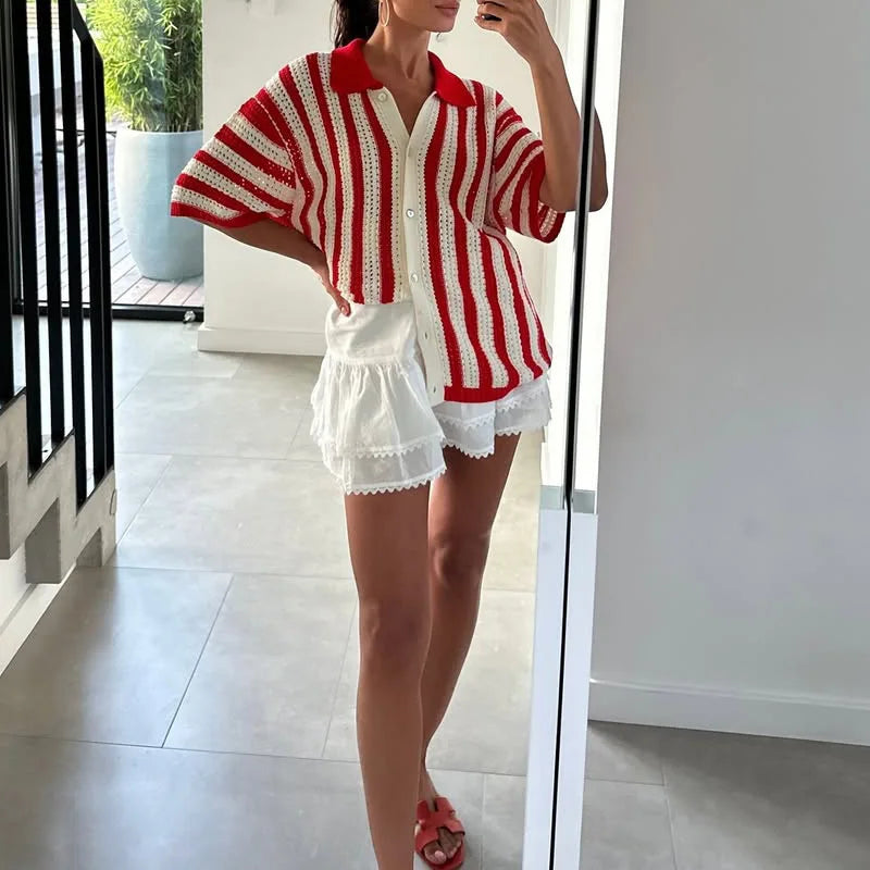 Cherry | Crochet Button-Up
