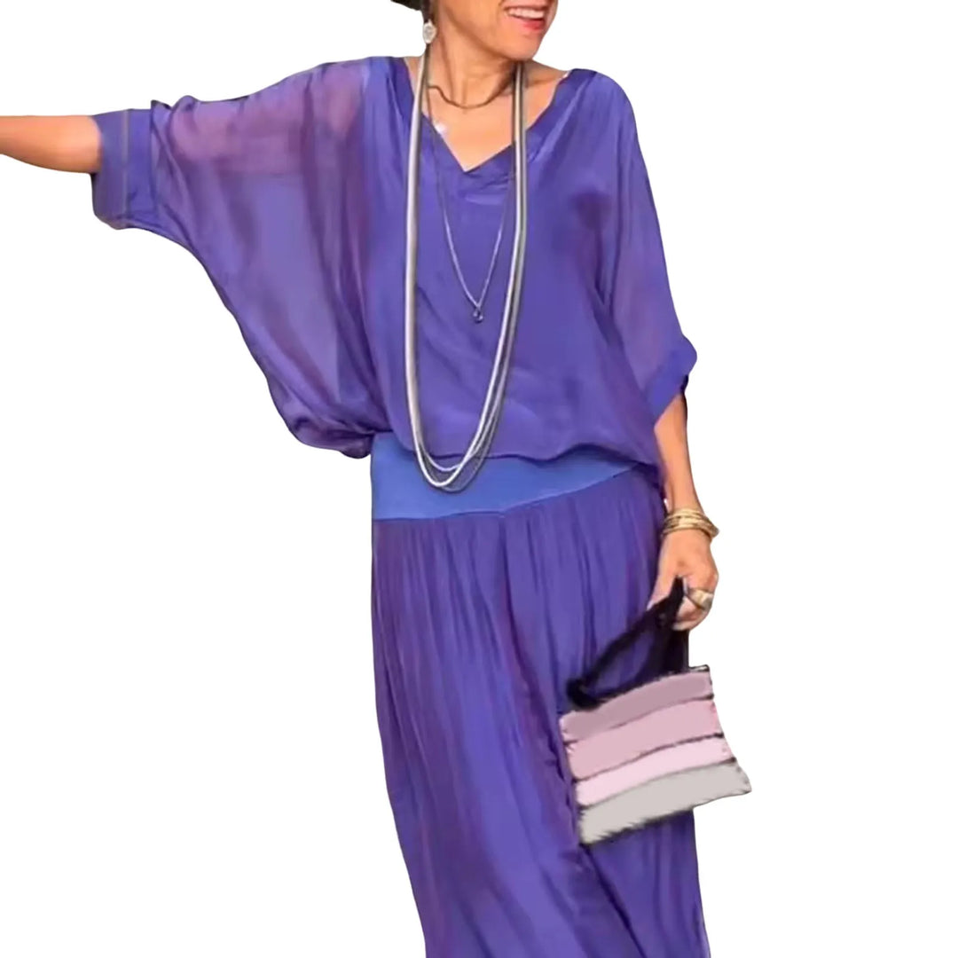 Dafina | V-Top & Wide-Leg Pants Set