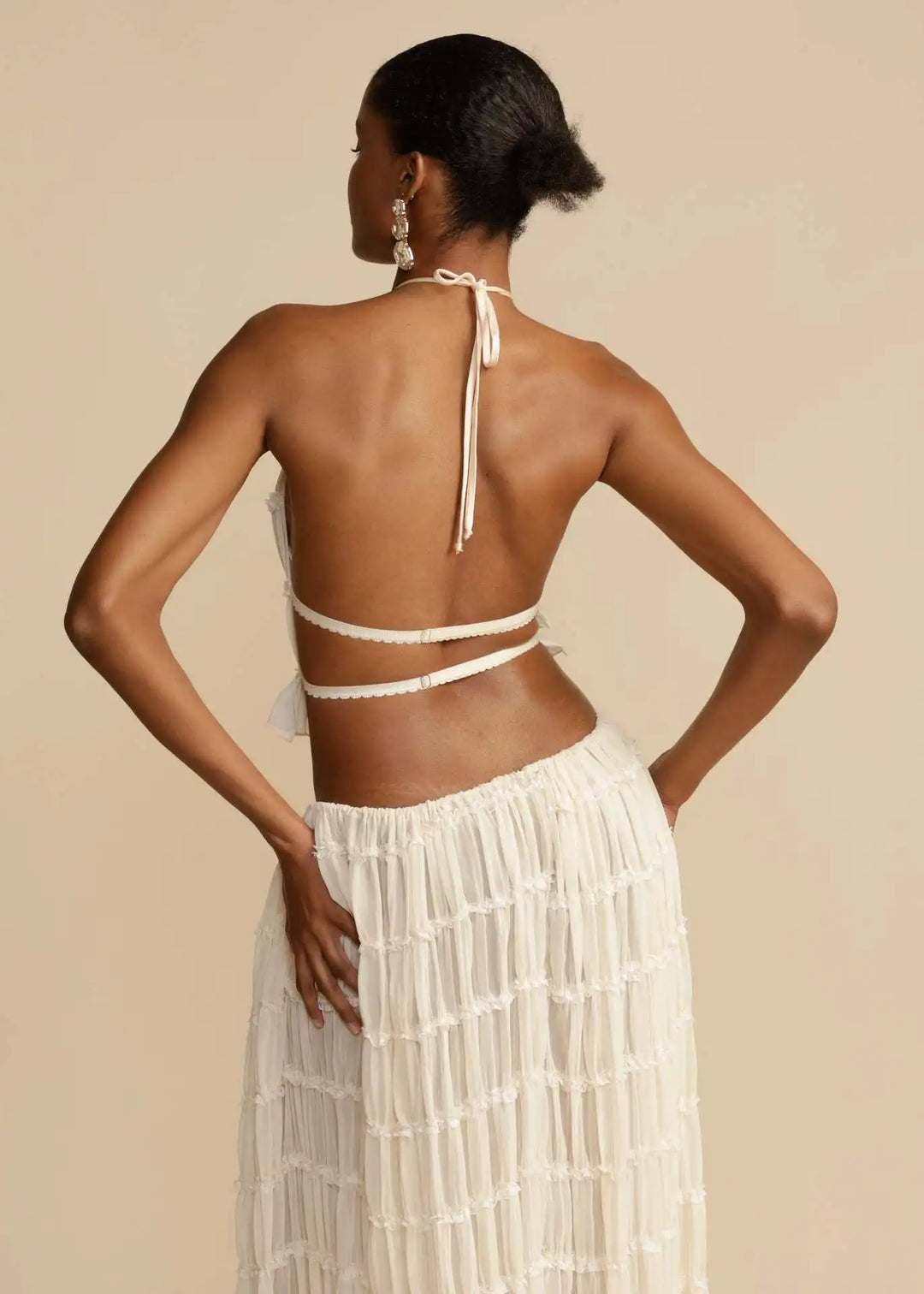 Talia | Backless Halterneck Top & Pleated Skirt