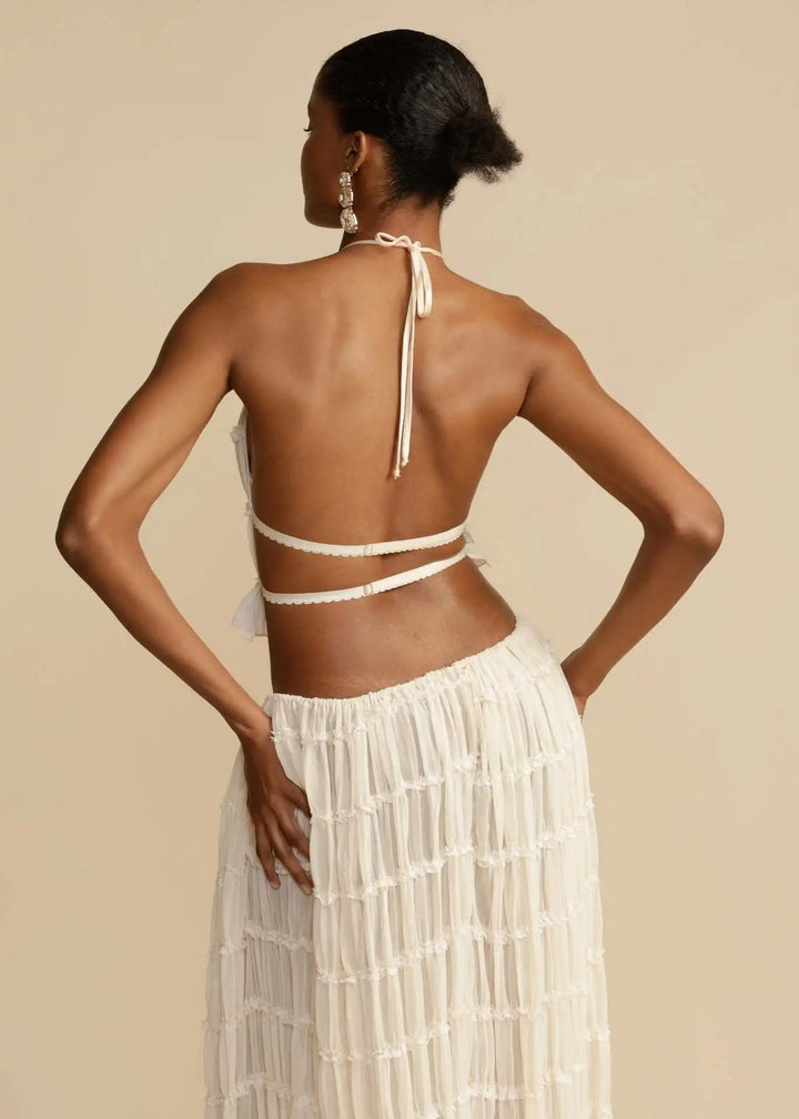 Talia | Backless Halterneck Top & Pleated Skirt