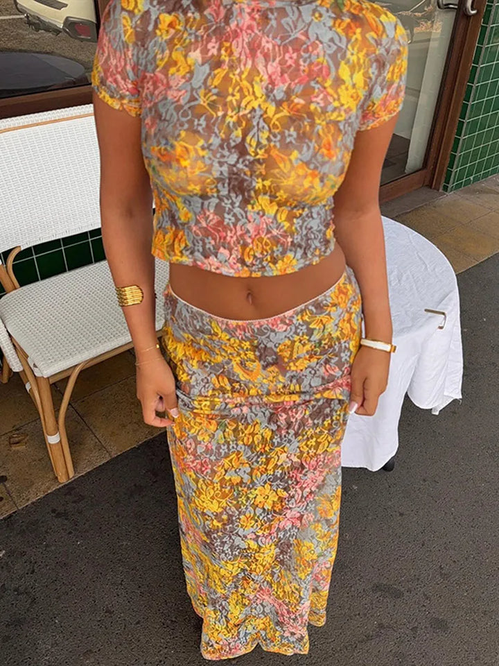 Almira | Floral Set with Top & Maxi Skirt