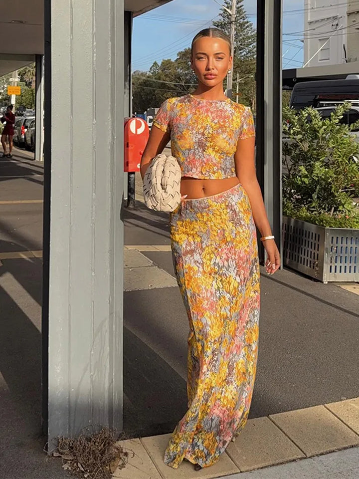 Almira | Floral Set with Top & Maxi Skirt