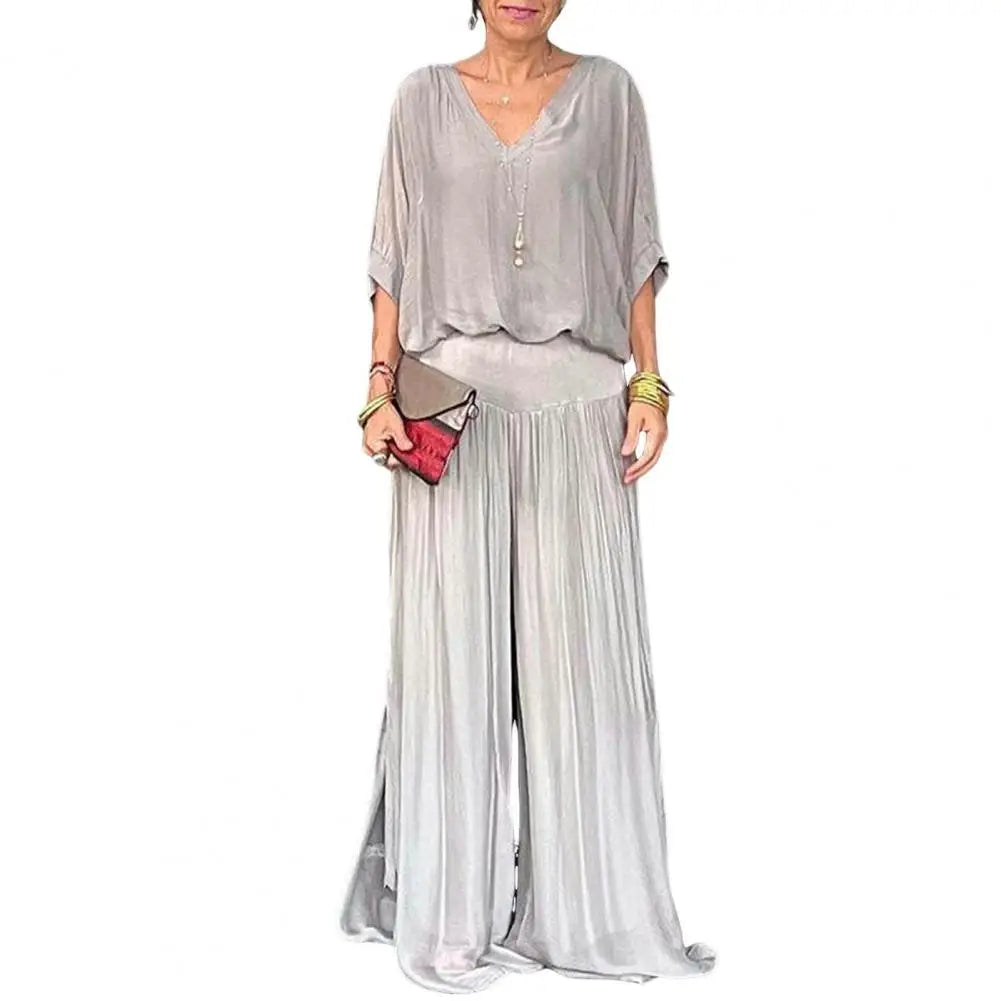 Dafina | V-Top & Wide-Leg Pants Set