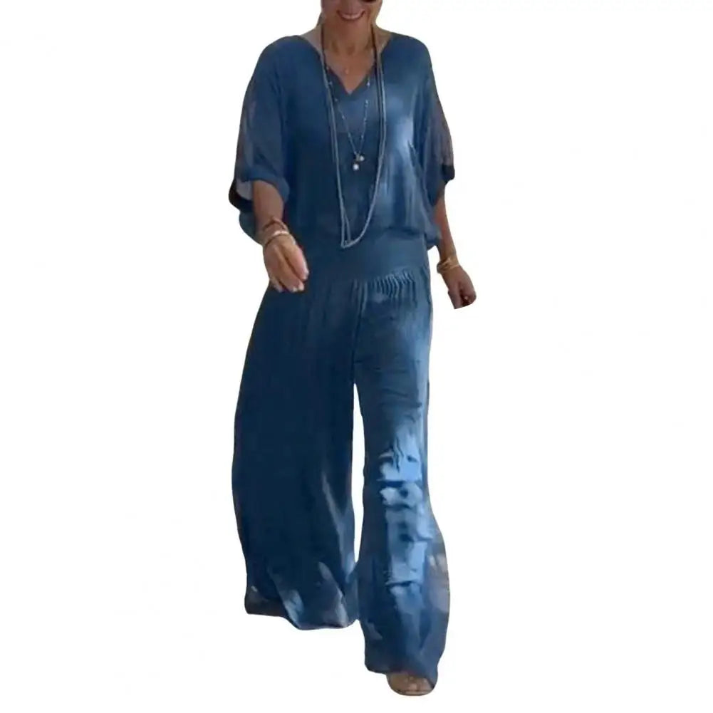 Dafina | V-Top & Wide-Leg Pants Set