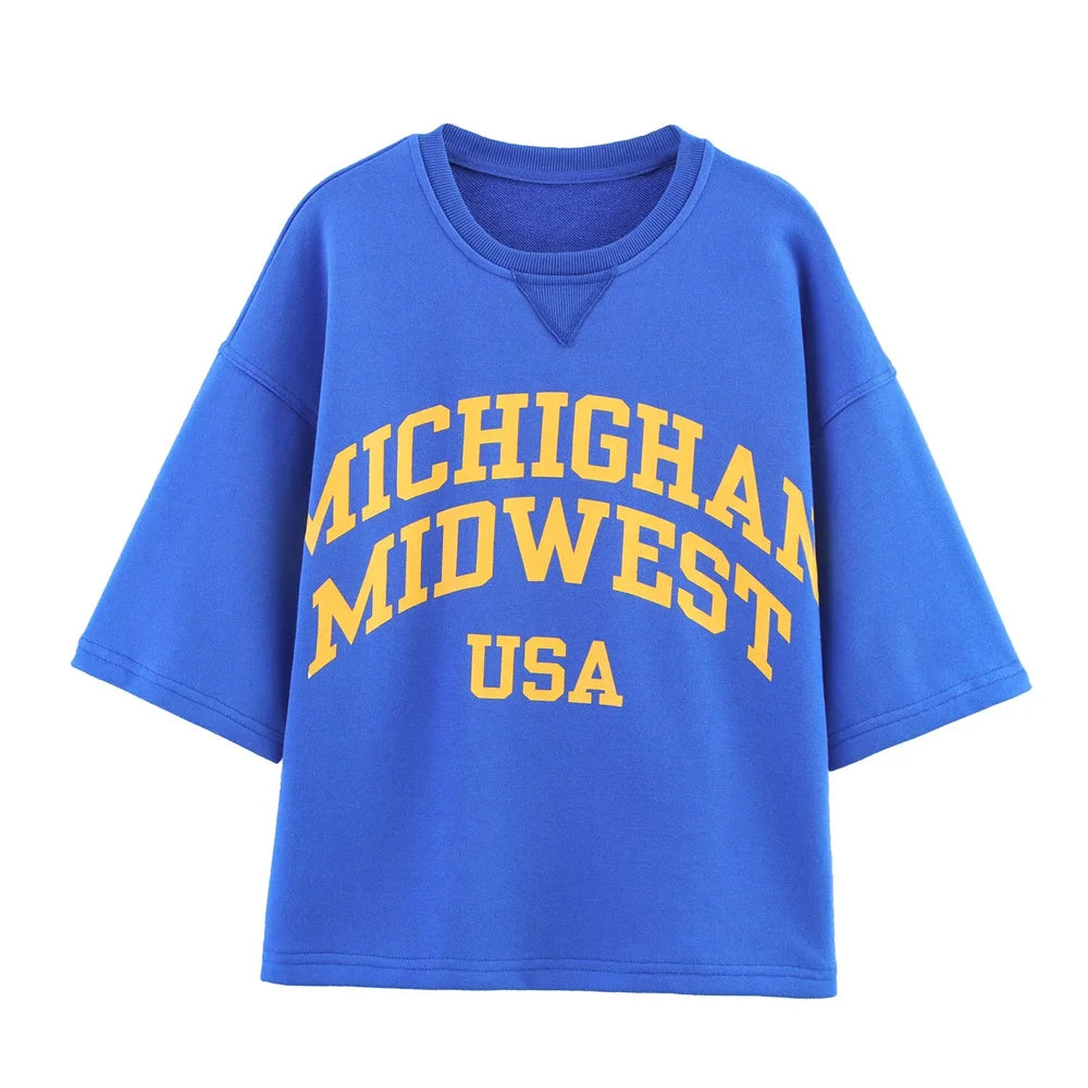 Devyn | Blue Printed Washed T-Shirt & Shorts Set